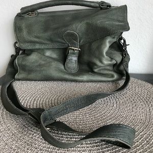 Slouchy olive green leather rps shoulder bag